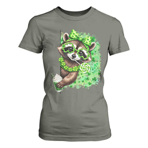 Funny Raccoon St Patricks Day T Shirt For Women Irish Party Animal Gift TS12 Military Green Print Your Wear