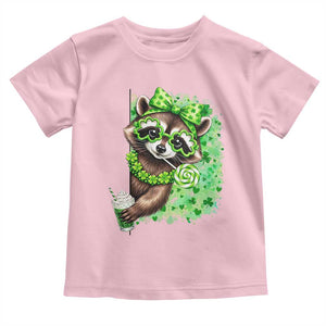 Funny Raccoon St Patricks Day Toddler T Shirt Irish Party Animal Gift TS12 Light Pink Print Your Wear