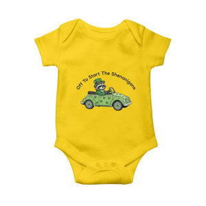 Off To Start The Shenanigans Baby Onesie Funny Irish Raccoon TS12 Daisy Print Your Wear
