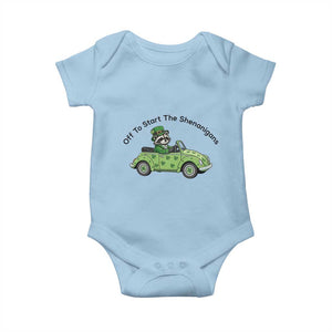 Off To Start The Shenanigans Baby Onesie Funny Irish Raccoon TS12 Light Blue Print Your Wear