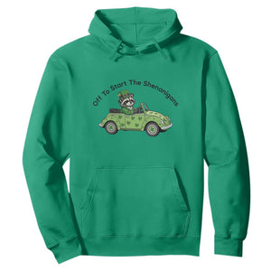 Off To Start The Shenanigans Hoodie Funny Irish Raccoon TS12 Irish Green Print Your Wear