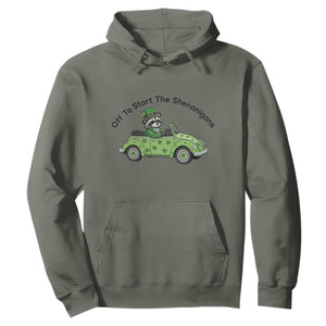Off To Start The Shenanigans Hoodie Funny Irish Raccoon TS12 Military Green Print Your Wear