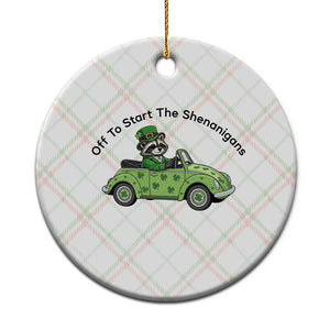 Off To Start The Shenanigans Ceramic Ornament Funny Irish Raccoon TS12 1pc Christmas Plaid Print Your Wear