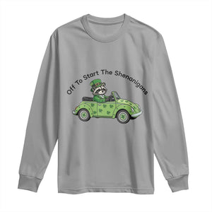 Off To Start The Shenanigans Long Sleeve Shirt Funny Irish Raccoon TS12 Sport Gray Print Your Wear