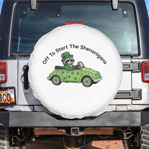Off To Start The Shenanigans Spare Tire Cover Funny Irish Raccoon TS12 No hole White Print Your Wear