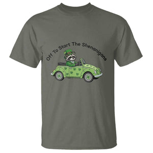 Off To Start The Shenanigans T Shirt Funny Irish Raccoon TS12 Military Green Print Your Wear