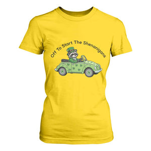 Off To Start The Shenanigans T Shirt For Women Funny Irish Raccoon TS12 Daisy Print Your Wear