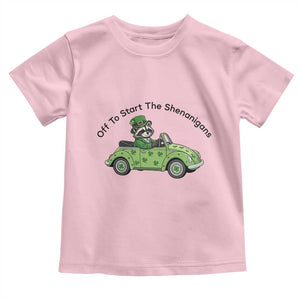 Off To Start The Shenanigans Toddler T Shirt Funny Irish Raccoon TS12 Light Pink Print Your Wear