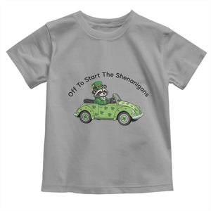 Off To Start The Shenanigans Toddler T Shirt Funny Irish Raccoon TS12 Sport Gray Print Your Wear