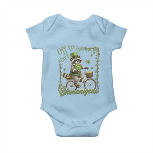 Funny Irish Raccoon Driver Baby Onesie Off To Start The Shenanigans TS12 Light Blue Print Your Wear