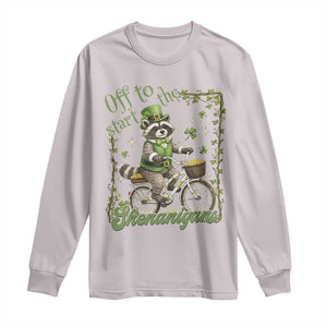 Funny Irish Raccoon Driver Long Sleeve Shirt Off To Start The Shenanigans TS12 Ice Gray Print Your Wear