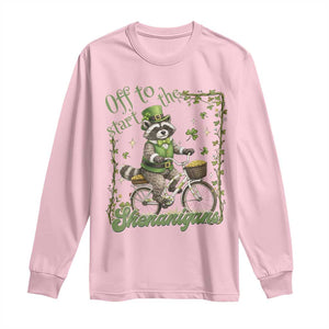 Funny Irish Raccoon Driver Long Sleeve Shirt Off To Start The Shenanigans TS12 Light Pink Print Your Wear