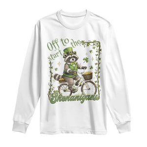 Funny Irish Raccoon Driver Long Sleeve Shirt Off To Start The Shenanigans TS12 White Print Your Wear