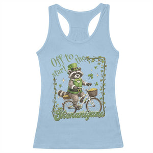 Funny Irish Raccoon Driver Racerback Tank Top Off To Start The Shenanigans TS12 Light Blue Print Your Wear