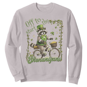 Funny Irish Raccoon Driver Sweatshirt Off To Start The Shenanigans TS12 Ice Gray Print Your Wear