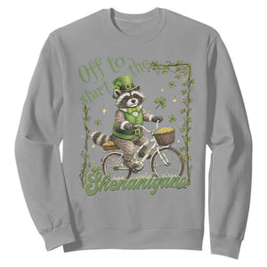Funny Irish Raccoon Driver Sweatshirt Off To Start The Shenanigans TS12 Sport Gray Print Your Wear