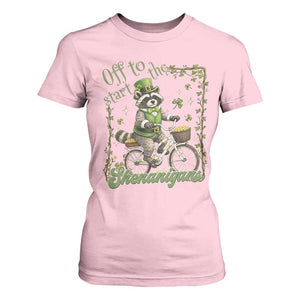 Funny Irish Raccoon Driver T Shirt For Women Off To Start The Shenanigans TS12 Light Pink Print Your Wear