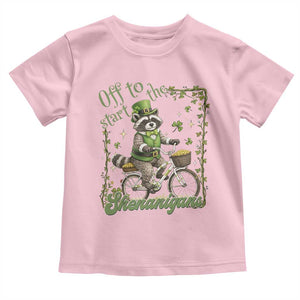 Funny Irish Raccoon Driver Toddler T Shirt Off To Start The Shenanigans TS12 Light Pink Print Your Wear
