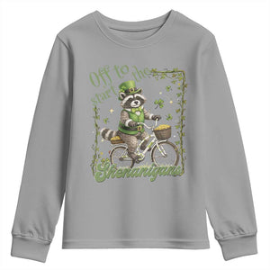 Funny Irish Raccoon Driver Youth Sweatshirt Off To Start The Shenanigans TS12 Sport Gray Print Your Wear