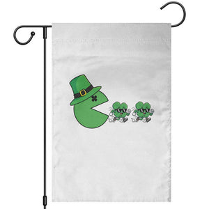 St Patricks Day Retro Gamer Eating Shamrock Lucky Gift Garden Flag TS12 White Print Your Wear