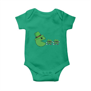 St Patricks Day Retro Gamer Eating Shamrock Lucky Gift Baby Onesie TS12 Irish Green Print Your Wear