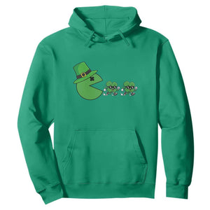 St Patricks Day Retro Gamer Eating Shamrock Lucky Gift Hoodie TS12 Irish Green Print Your Wear