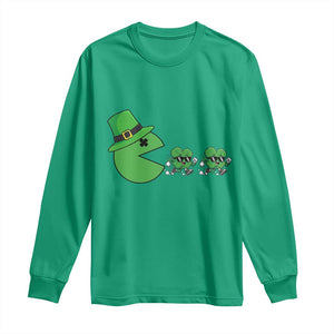 St Patricks Day Retro Gamer Eating Shamrock Lucky Gift Long Sleeve Shirt TS12 Irish Green Print Your Wear