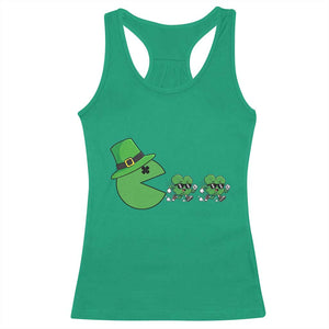 St Patricks Day Retro Gamer Eating Shamrock Lucky Gift Racerback Tank Top TS12 Irish Green Print Your Wear