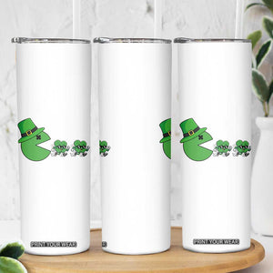 St Patricks Day Retro Gamer Eating Shamrock Lucky Gift Skinny Tumbler TS12 Print Your Wear