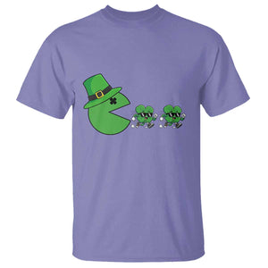St Patricks Day Retro Gamer Eating Shamrock Lucky Gift T Shirt TS12 Violet Print Your Wear