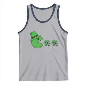 St Patricks Day Retro Gamer Eating Shamrock Lucky Gift Tank Top TS12 Athletic Heather Navy Print Your Wear