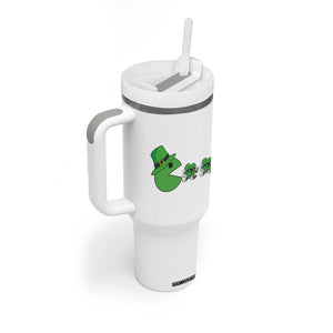 St Patricks Day Retro Gamer Eating Shamrock Lucky Gift Tumbler With Handle TS12 Print Your Wear