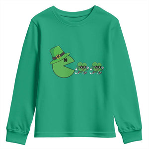 St Patricks Day Retro Gamer Eating Shamrock Lucky Gift Youth Sweatshirt TS12 Irish Green Print Your Wear