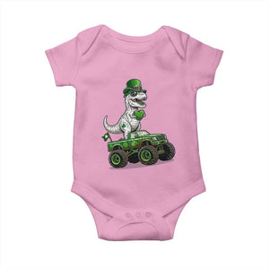 Funny St Patricks Day Dinosaur Truck Baby Onesie Lucky Dino Gift TS12 Light Pink Print Your Wear