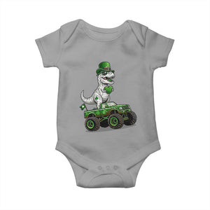 Funny St Patricks Day Dinosaur Truck Baby Onesie Lucky Dino Gift TS12 Sport Gray Print Your Wear