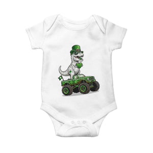 Funny St Patricks Day Dinosaur Truck Baby Onesie Lucky Dino Gift TS12 White Print Your Wear