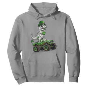 Funny St Patricks Day Dinosaur Truck Hoodie Lucky Dino Gift TS12 Sport Gray Print Your Wear
