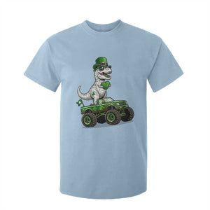 Funny St Patricks Day Dinosaur Truck T Shirt For Kid Lucky Dino Gift TS12 Light Blue Print Your Wear