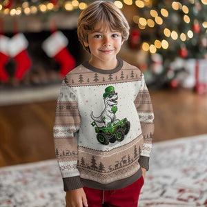 Funny St Patricks Day Dinosaur Truck Ugly Christmas Sweater Lucky Dino Gift TS12 Mocha Mousse Print Your Wear