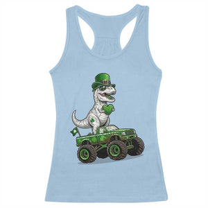 Funny St Patricks Day Dinosaur Truck Racerback Tank Top Lucky Dino Gift TS12 Light Blue Print Your Wear