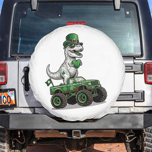 Funny St Patricks Day Dinosaur Truck Spare Tire Cover Lucky Dino Gift TS12 No hole White Print Your Wear