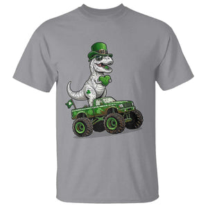 Funny St Patricks Day Dinosaur Truck T Shirt Lucky Dino Gift TS12 Sport Gray Print Your Wear