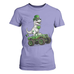Funny St Patricks Day Dinosaur Truck T Shirt For Women Lucky Dino Gift TS12 Violet Print Your Wear