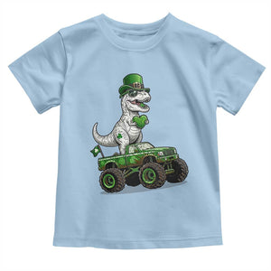 Funny St Patricks Day Dinosaur Truck Toddler T Shirt Lucky Dino Gift TS12 Light Blue Print Your Wear
