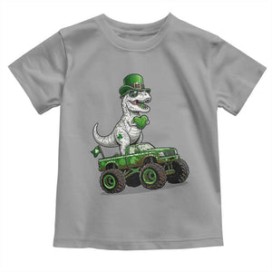 Funny St Patricks Day Dinosaur Truck Toddler T Shirt Lucky Dino Gift TS12 Sport Gray Print Your Wear