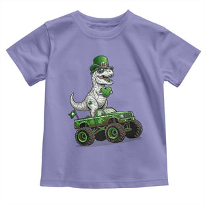 Funny St Patricks Day Dinosaur Truck Toddler T Shirt Lucky Dino Gift TS12 Violet Print Your Wear