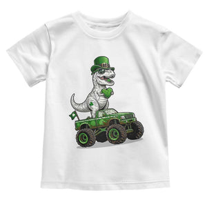 Funny St Patricks Day Dinosaur Truck Toddler T Shirt Lucky Dino Gift TS12 White Print Your Wear