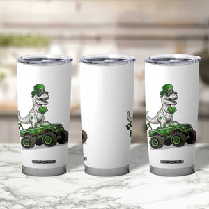 Funny St Patricks Day Dinosaur Truck Tumbler Cup Lucky Dino Gift TS12 Print Your Wear