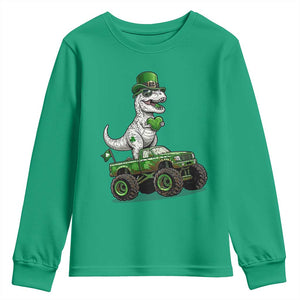 Funny St Patricks Day Dinosaur Truck Youth Sweatshirt Lucky Dino Gift TS12 Irish Green Print Your Wear