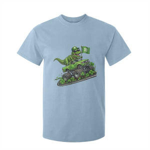 Funny St Patricks Day Dinosaur Truck T Shirt For Kid Irish Holiday Gift TS12 Light Blue Print Your Wear